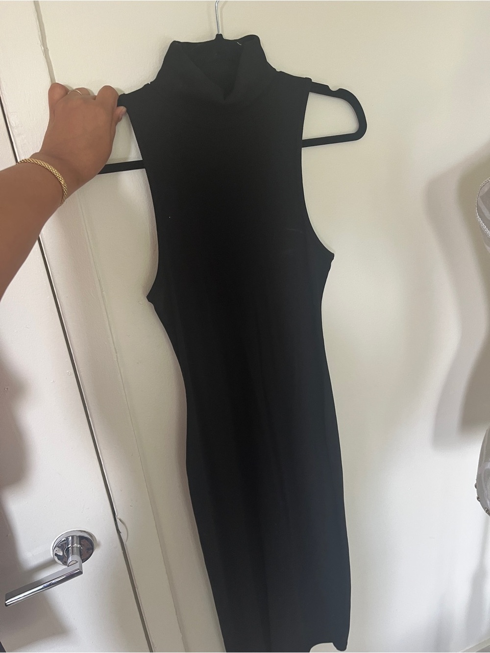 Zara Black Sleeveless Turtleneck Midi Dress